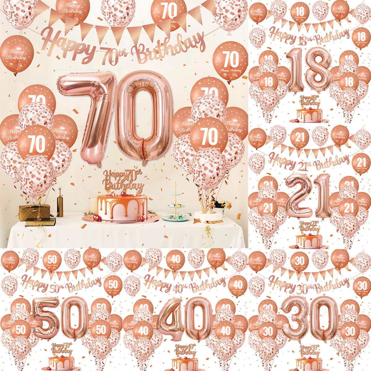 1Set Rose Gold Birthday Decora - Science Of Happiness のレビューと価格