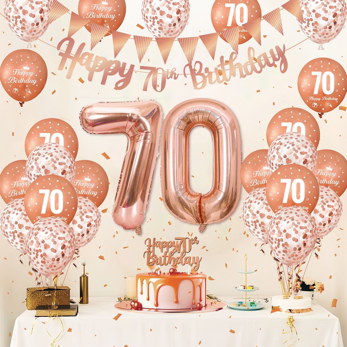 1Set Rose Gold Birthday Decora - Science Of Happiness のレビューと価格