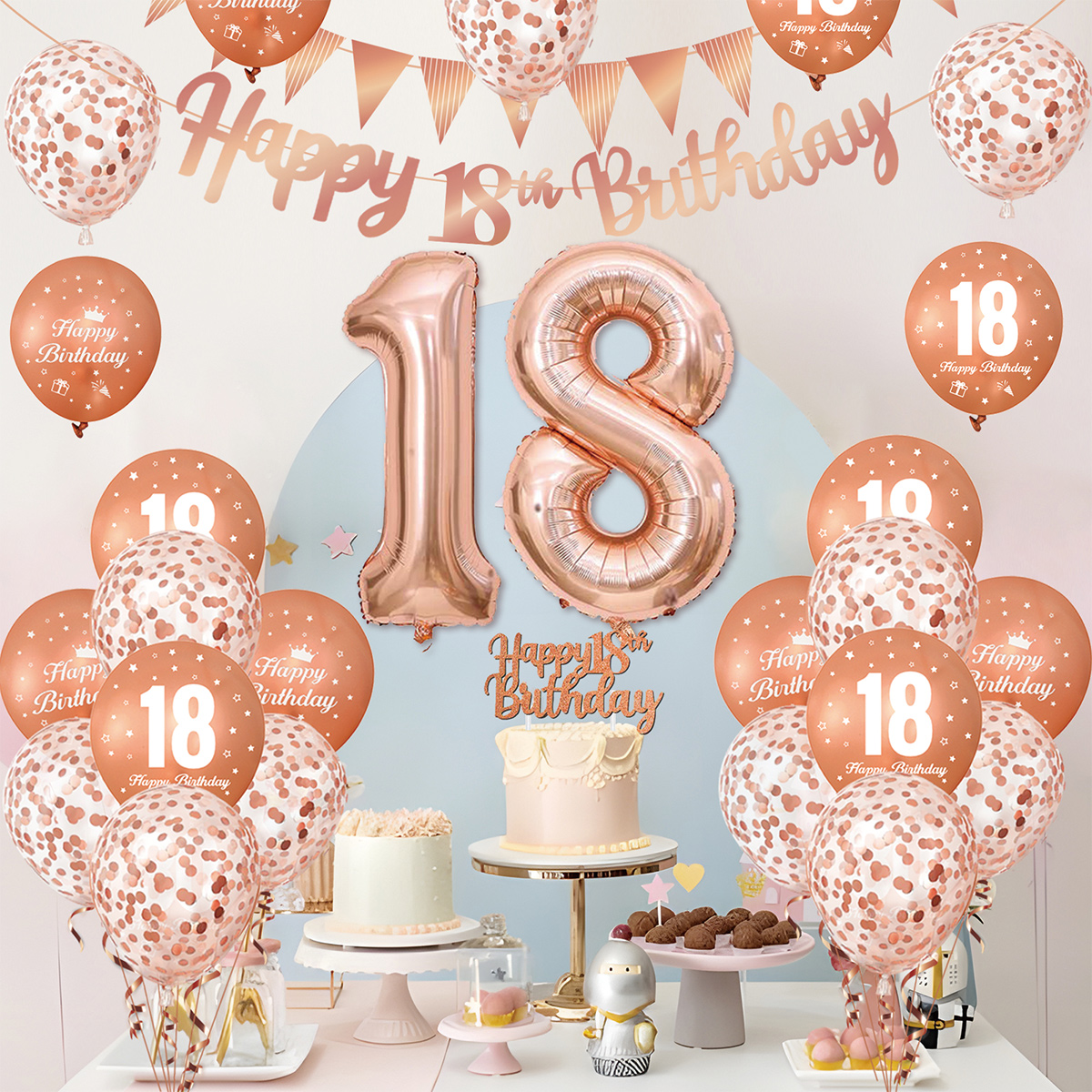 1Set Rose Gold Birthday Decora - Science Of Happiness のレビューと価格
